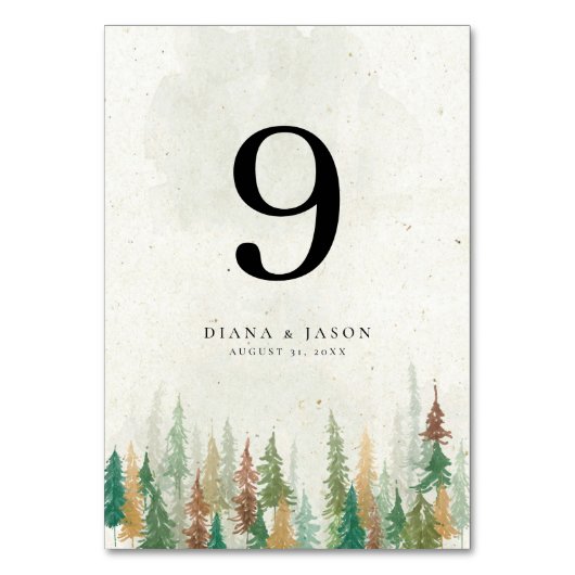 Numéro De Table Aquarelle Russe pins de la forêt numéro de tableau (Par défaut)