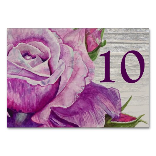 Numéro De Table Aquarelle rustique Bois Rose violet (Dos)