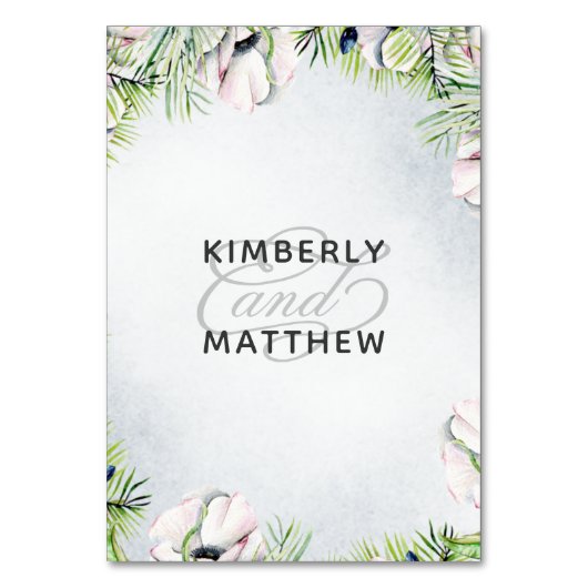 Numéro De Table Aquarelle rustique Dusty Bleu Nature Floral Mariag (Dos)