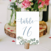 Numéro De Table Aquarelle Rustique Eucalyptus Dusty Mariage bleu