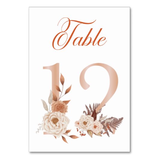 Numéro De Table Aquarelle rustique Mariage d'automne Numéro de tab (Dos)