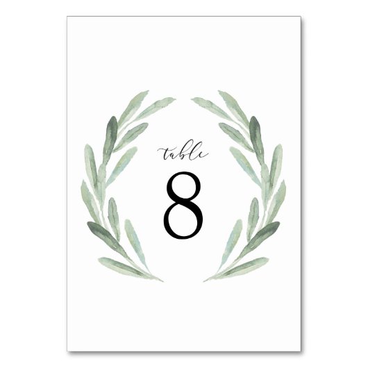 Numéro De Table Aquarelle simple Courbe verte Table Mariage (Par défaut)