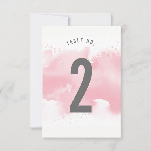NUMÉRO DE TABLE aquarelle stylisée rose blush gris (Devant)