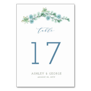 Numéro De Table Aquarelle Succulent Jardin élégant Mariage d'été
