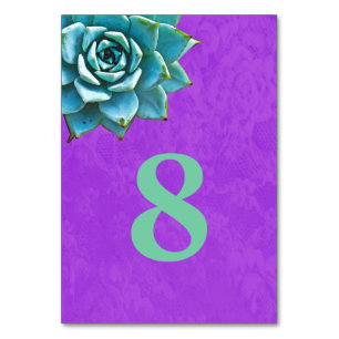 Numéro De Table Aquarelle Succulente dentelle pourpre