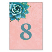 Numéro De Table Aquarelle Succulente Dentelle rose (Dos)