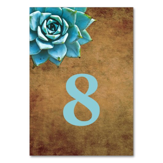 Numéro De Table Aquarelle Succulente Rustique Brown (Par défaut)