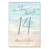 Numéro De Table Aquarelle sur le mariage à la plage (Dos)