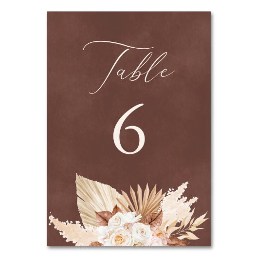 Numéro De Table Aquarelle Texture Brunt Orange Tableau Numéro Cart (Dos)
