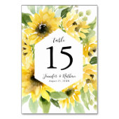 Numéro De Table Aquarelle Tournesols Cadre Floral | Mariage (Dos)
