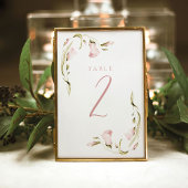 Numéro De Table Aquarelle transparente Fête des mariées florale pl