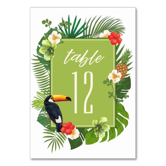 Numéro De Table Aquarelle Tropical avec Toucan Green ID577 (Dos)