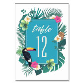Numéro De Table Aquarelle Tropical avec Toucan Turquoise ID577 (Dos)