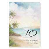Numéro De Table Aquarelle Tropical Beach Palm Trees Mariage (Par défaut)