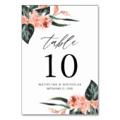 Numéro De Table Aquarelle Tropical Coral Flowers Mariage (Dos)