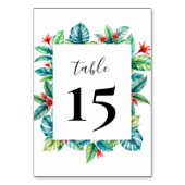 Numéro De Table Aquarelle Tropical Green Frame Mariage moderne (Par défaut)