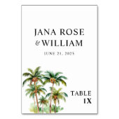 Numéro De Table Aquarelle tropicale du palmier à coco (Par défaut)