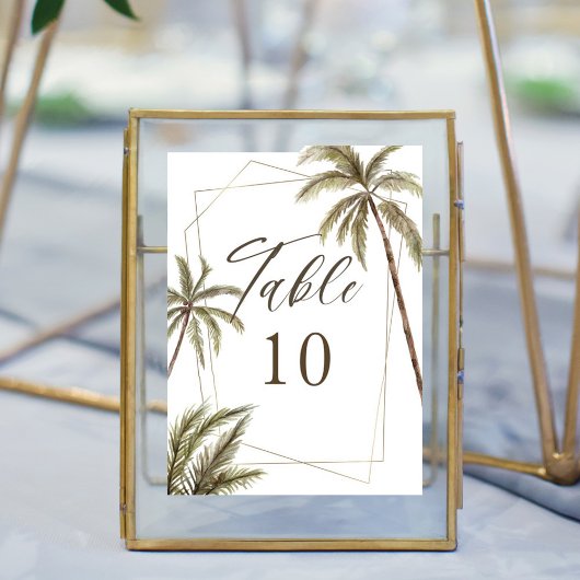 Numéro De Table Aquarelle tropicale Palmiers Mariage bohème