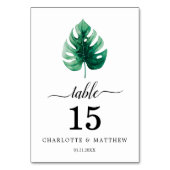Numéro De Table Aquarelle tropicale simple Mariage vert botanique (Par défaut)