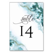Numéro De Table Aquarelle Turquoise moderne Moss Agate BarefootBri (Dos)