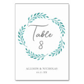 Numéro De Table Aquarelle Turquoise simple Mariage de vigne botani (Dos)