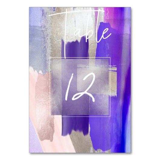 Numéro De Table Aquarelle ultraviolette N° de tableau (Dos)