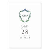 Numéro De Table Aquarelle Verdure Laurel Crest Monogramme Mariage (Par défaut)