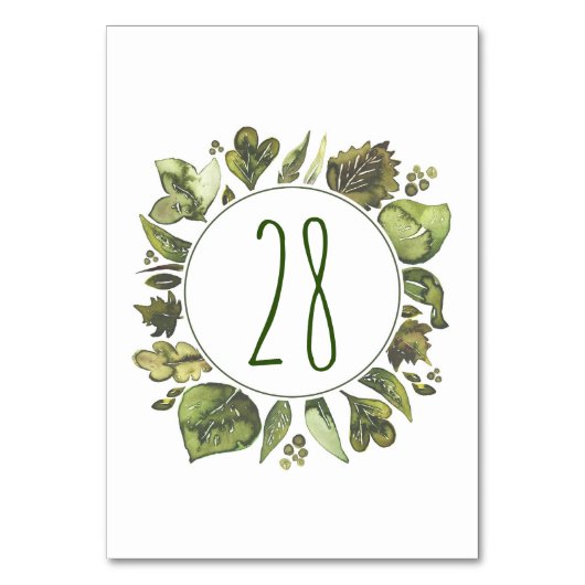 Numéro De Table Aquarelle Verdure Mariage de couronne Numéro de ta (Par défaut)