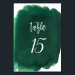 Numéro De Table Aquarelle vert émeraude Mariage moderne<br><div class="desc">Aquarelle vert émeraude Mariage moderne</div>