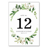 Numéro De Table Aquarelle Vert Mariage Numéro de tableau (Dos)