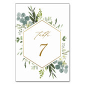 Numéro De Table Aquarelle Vert Or Hexagon Mariage Table Num (Par défaut)