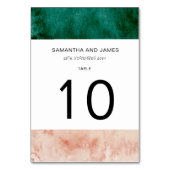 Numéro De Table Aquarelle Vert rose pâle Mariage officiel (Dos)