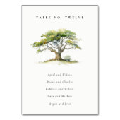 Numéro De Table Aquarelle verte Chêne Arbre Mariage Siège (Dos)