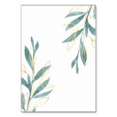 Numéro De Table Aquarelle verte dorée Réception de mariage floral (Dos)