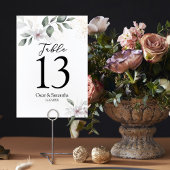 Numéro De Table Aquarelle verte douce Feuille et fleur | Or