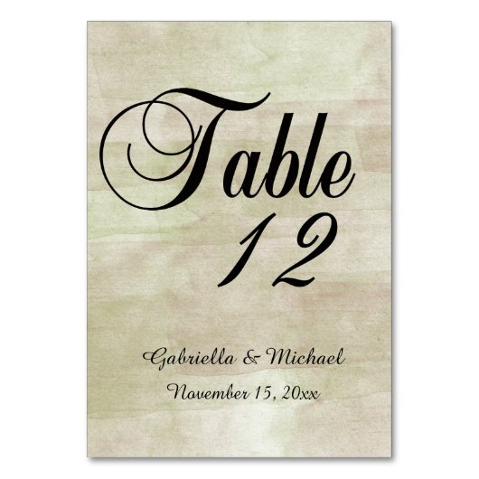 Numéro De Table Aquarelle verte or (Par défaut)
