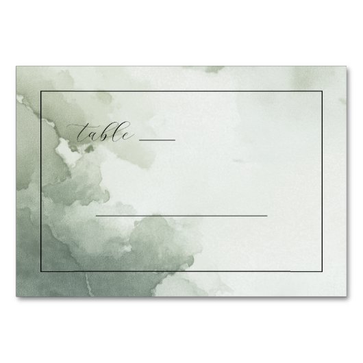 Numéro De Table Aquarelle Verte Sérène (Devant)