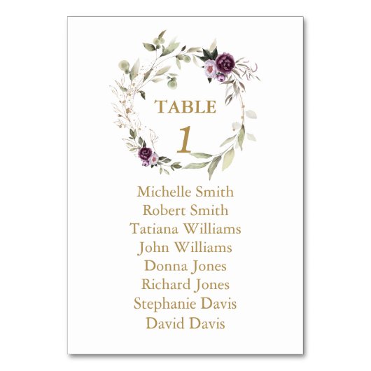 Numéro De Table Aquarelle violet Mariage floral (Par défaut)