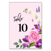 Numéro De Table Aquarelle violet rose Floral Script moderne (Dos)