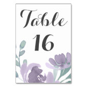 Numéro De Table Aquarelle violet rustique Mariage floral (Dos)