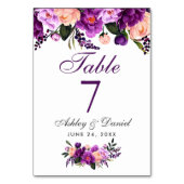 Numéro De Table Aquarelle violet Ultra violet Mariage Floral GP (Dos)