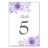 Numéro De Table Aquarelle violette et gris Mariage floral (Dos)