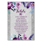 Numéro De Table Aquarelle violette Floral et Mariage Parties scint (Par défaut)