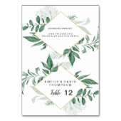 Numéro De Table Aquarelle Wild Feuilles Hunter Mariage vert (Par défaut)