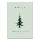 Numéro De Table Arbre aquarelle menthe tranquille (Dos)