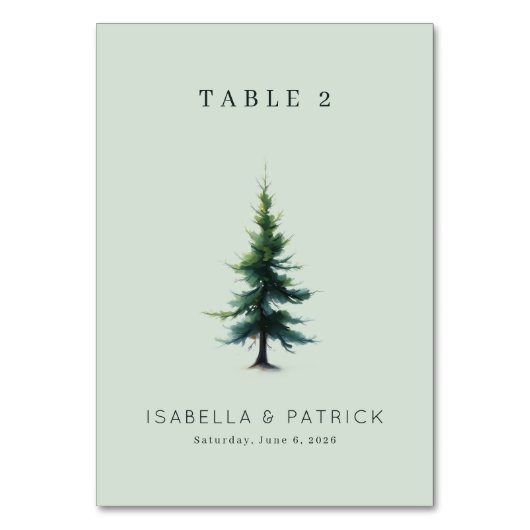 Numéro De Table Arbre aquarelle menthe tranquille (Par défaut)