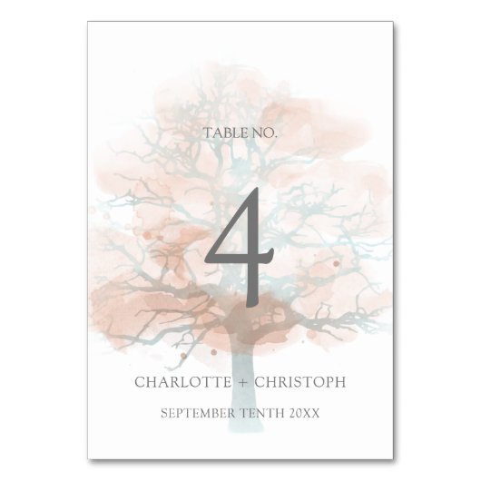 Numéro de table arbre brumeux (Dos)