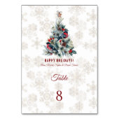 Numéro De Table Arbre de Noël Berries voeux de vacances Monogramme (Dos)