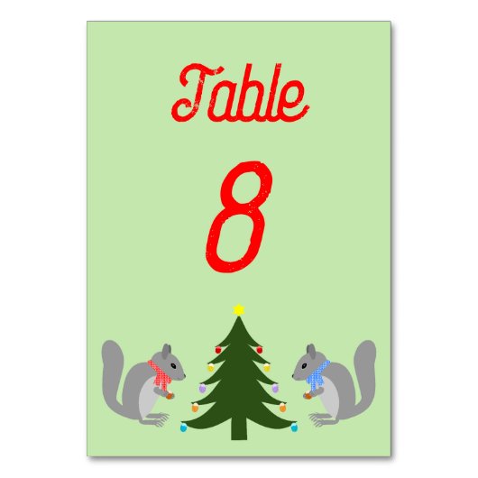 Numéro De Table Arbre de Noël décorant écureuils sur mesure (Par défaut)