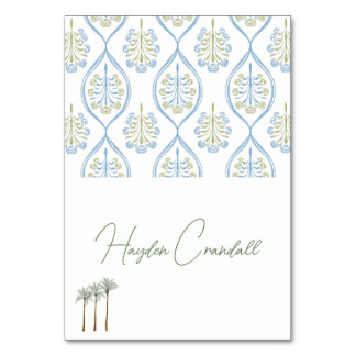 Numéro De Table Arbre de palmier de mariage bleu et vert sur mesur